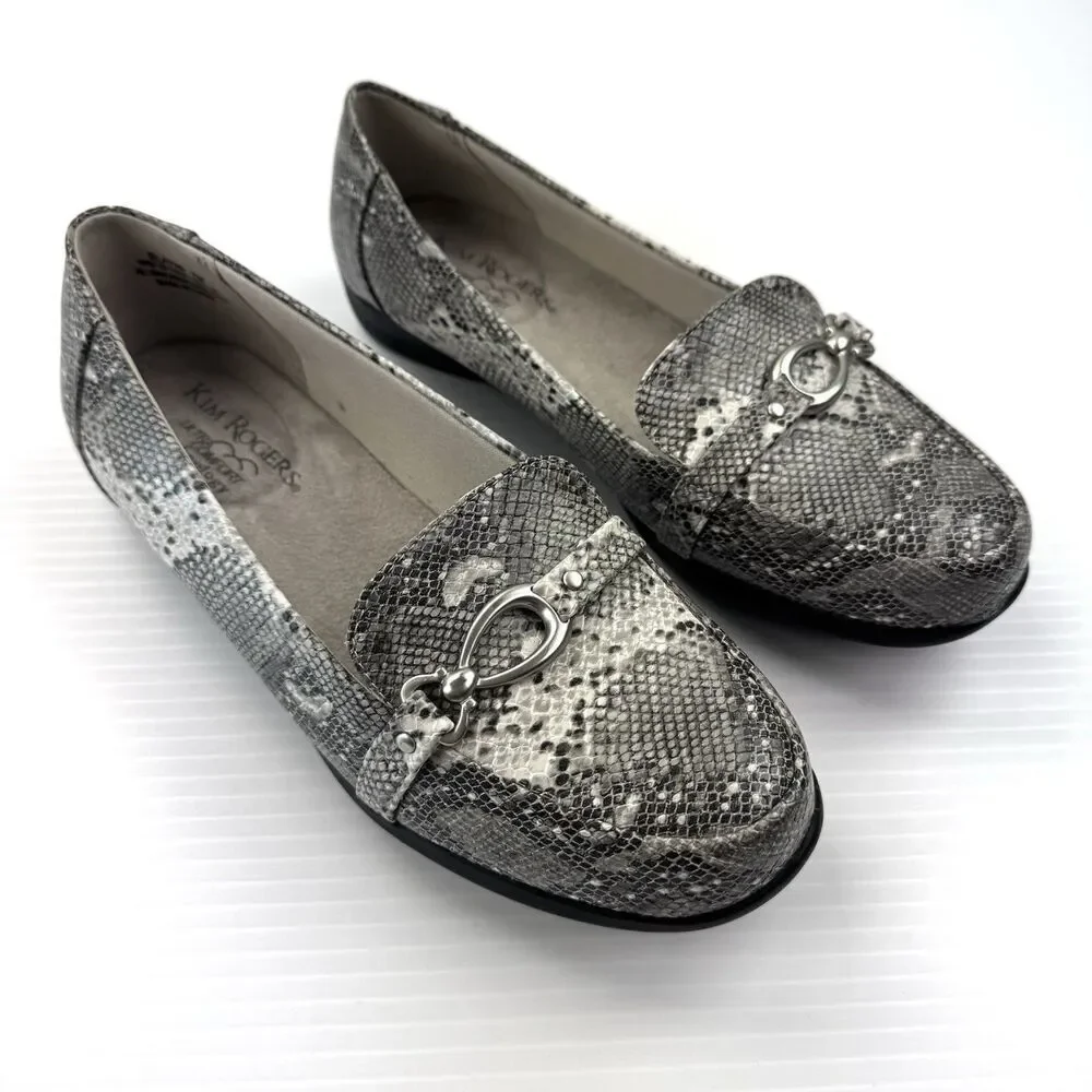 Kim Rogers Blayne Snake Print Loafers 7M Horsebit Comfort Flats